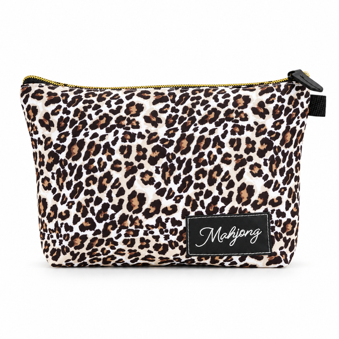 Leopard Print Mahjong Set with Mat, Tile Bag & Gift Box