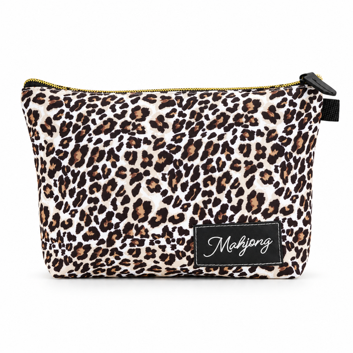 Leopard Print Mahjong Set with Mat, Tile Bag & Gift Box