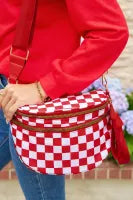 Red Checkered Print Cross Body Bag