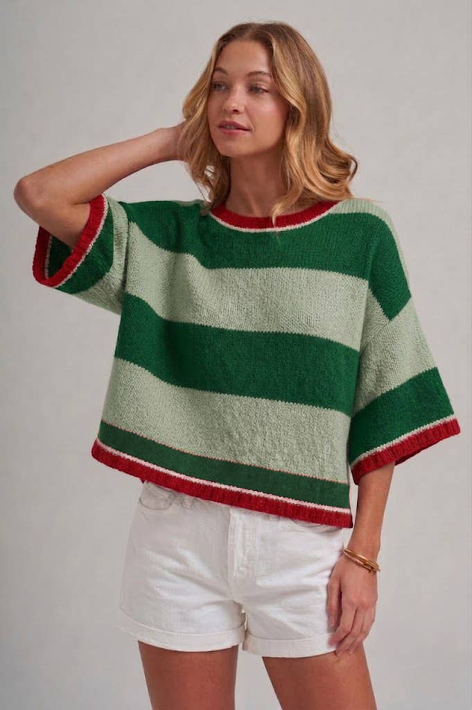 CHRISTMAS WIDE STRIPE LOOSE FIT SWEATER TOP