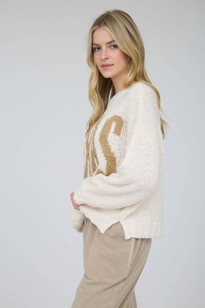 TEXAS CHUNKY KNIT LONG SLEEVE PULLOVER SWEATER