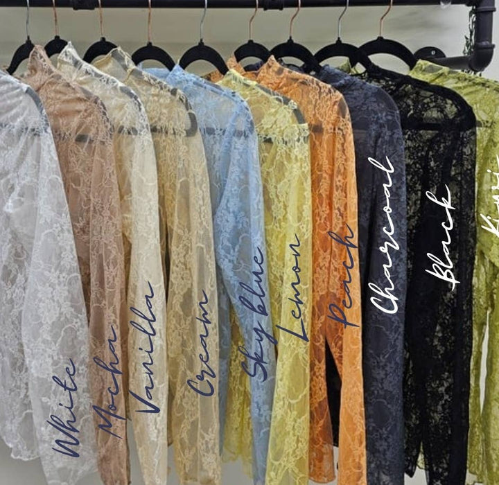 Floral Print Lace Long Sleeve Top